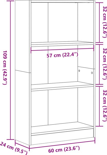 VidaXL Knihovna 60 x 24 x 109 cm, dřevěné [857808] Barva: dub sonoma