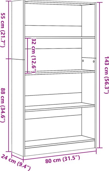 VidaXL Knihovna 80 x 24 x 143 cm kompozitní dřevo [857847] Barva: Bílá