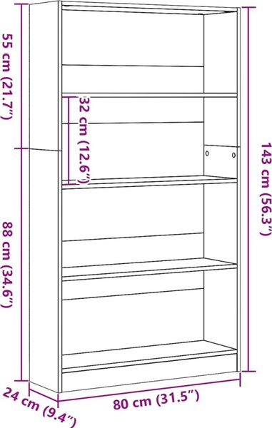 VidaXL Knihovna 80 x 24 x 143 cm kompozitní dřevo [857847] Barva: Bílá