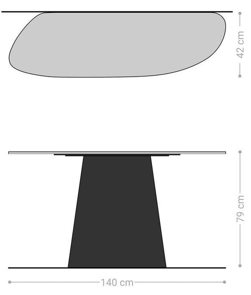 DELIFE Konzolový stůl Edge organický 140×40 cm keramika beton šedá Conos kov černá