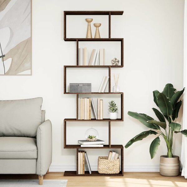 VidaXL Knihovna/dělící stěna 6patrová 70x24x193 cm kompozit [858092] Barva: kouřový dub