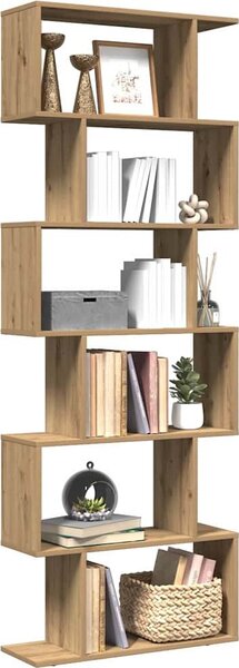 VidaXL Knihovna/dělící stěna 6patrová 70x24x193 cm kompozit [858092] Barva: kouřový dub