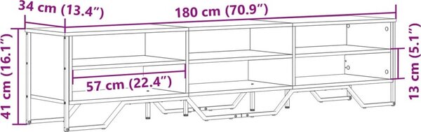 VidaXL TV skříňka 180 x 34 x 41 cm kompozitní dřevo [848575] Barva: Černá