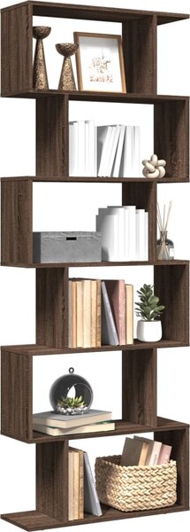 VidaXL Knihovna/dělící stěna 6patrová 70x24x193 cm kompozit [858092] Barva: kouřový dub