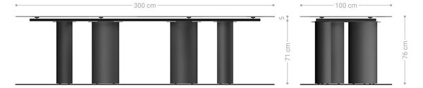 DELIFE Jídelní stůl Edge 300x100 keramika Laminam®Noir Desir hnědý Pilier kov titanový efekt