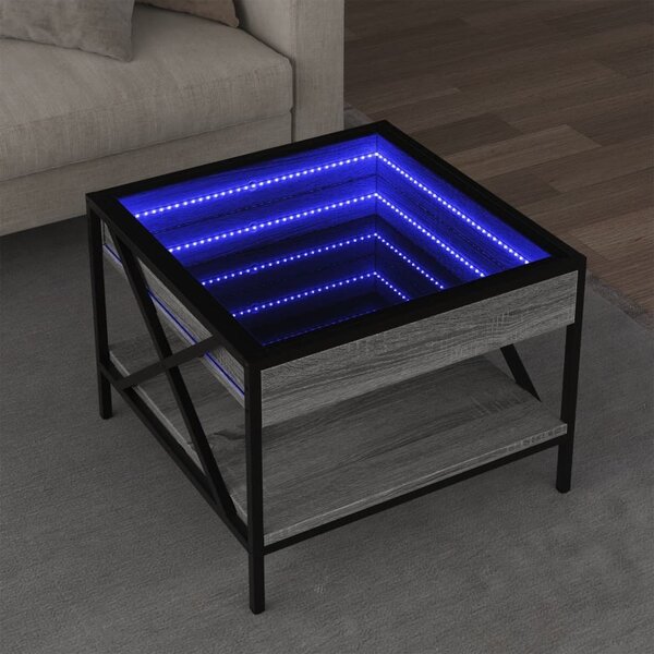 VidaXL Konferenční stolek s Infinity LED 50 x 50 x 38 cm [847697] Barva: dub sonoma