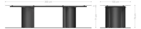 DELIFE Jídelní stůl Edge 300x100 keramika Laminam®Statuarietto bílá Troa kov bílá