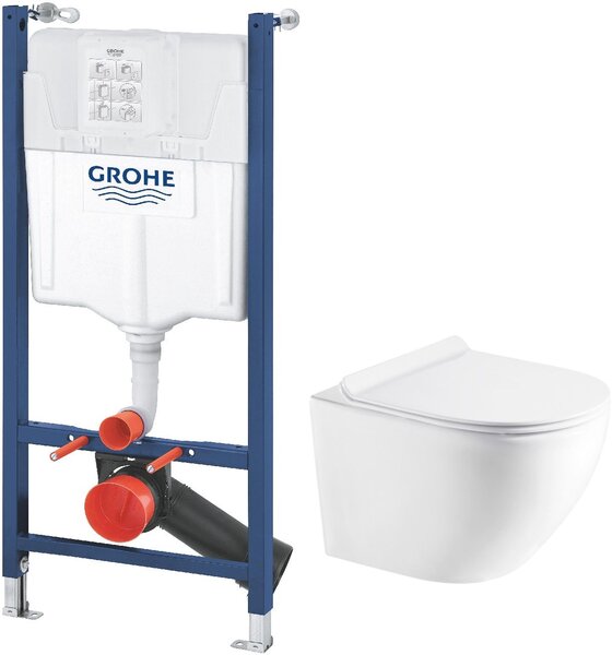 Sada podomítkový WC modul Grohe Solido 38971000, WC mísa se sedátkem s pomalým sklápěním Hagser Beno HGR10000042