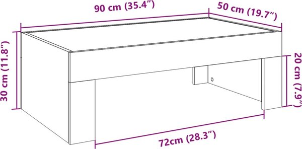 VidaXL Konferenční stolek s Infinity LED 90 x 50 x 30 cm [847616] Barva: Bílá