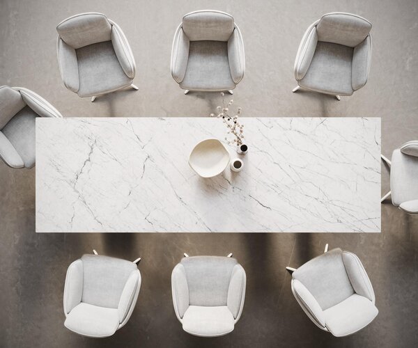 DELIFE Jídelní stůl Edge 300x100 keramika Laminam®Statuarietto bílá Troa kov bílá