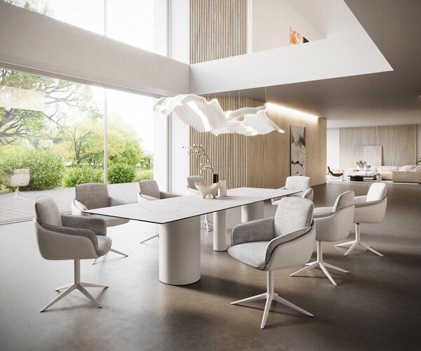 DELIFE Jídelní stůl Edge 300x100 keramika Laminam®Statuarietto bílá Troa kov bílá