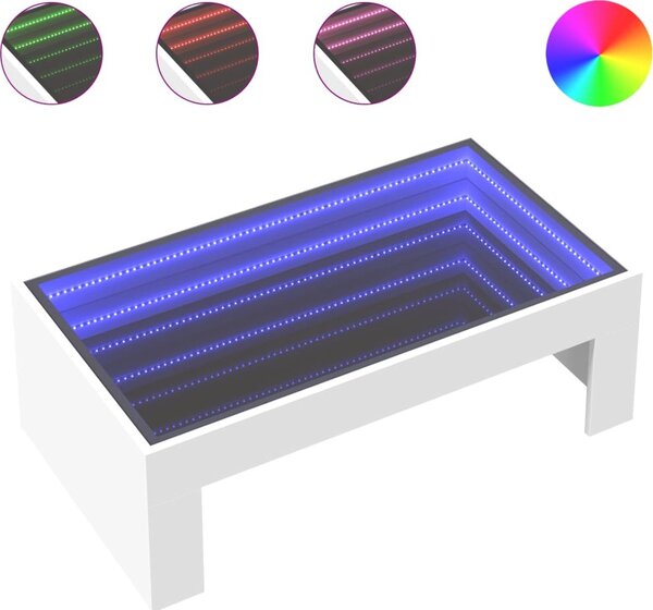 VidaXL Konferenční stolek s Infinity LED 90 x 50 x 30 cm [847616] Barva: Bílá