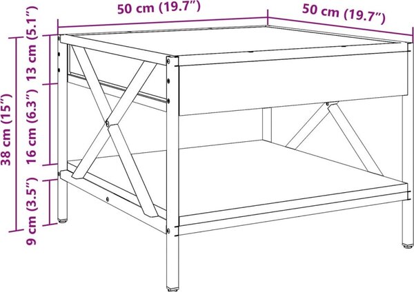 VidaXL Konferenční stolek s Infinity LED 50 x 50 x 38 cm [847697] Barva: dub sonoma