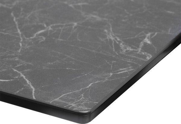 DELIFE Jídelní stůl Edge 180-220x90 keramika Laminam®Nero Greco antracitová Wave nerezová ocel rozkládací
