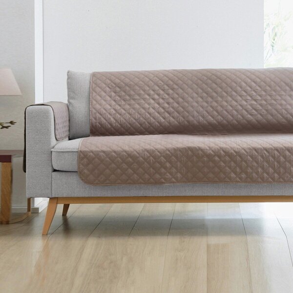 Prošívaný protiskluzový přehoz na křeslo a pohovku, z mikrovlákna hnědošedá přehoz 60x140 cm - křeslo
