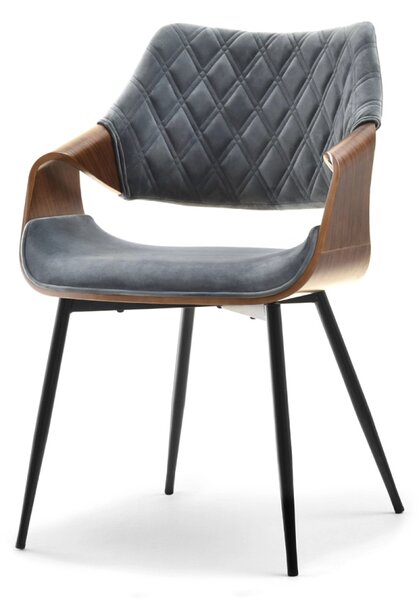 Designová jídelní židle NENET - ořech / šedá / černá
