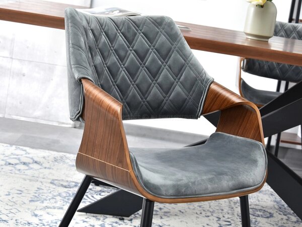 Designová jídelní židle NENET - ořech / šedá / černá