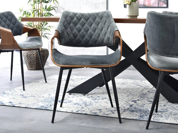 Designová jídelní židle NENET - ořech / šedá / černá