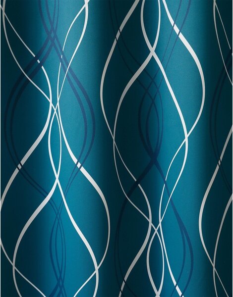 Zatemňovací závěs s potiskem vlnek zn. Colombine® smaragdová 140x160 cm