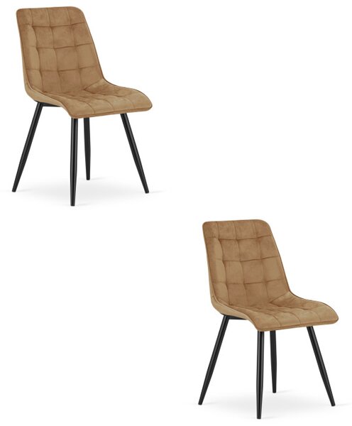 Set dvou jídelních židlí SPLIT sametové hnědé / černé nohy (2 ks)