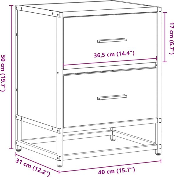 VidaXL Noční stolky 2 ks 40 x 31 x 50 cm kompozitní dřevo [848679] Barva: hnědý dub
