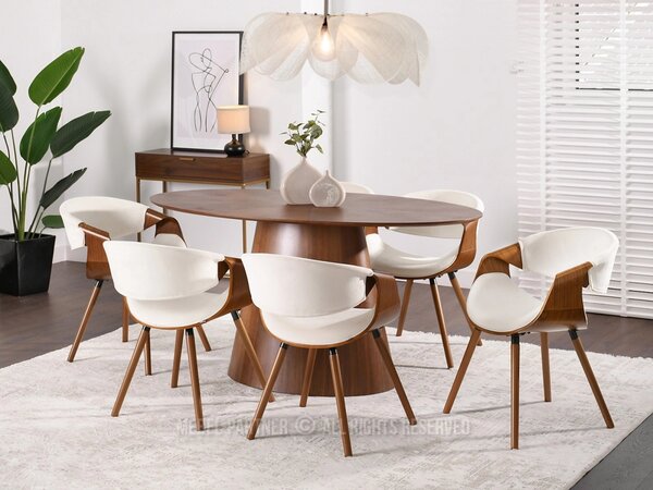 Designová jídelní židle SAROLTA - ořech / krémová