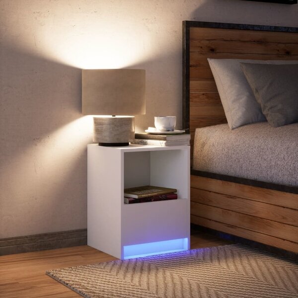 VidaXL Noční stolek s LED osvětlením kompozitní dřevo [852021] Barva: Bílá