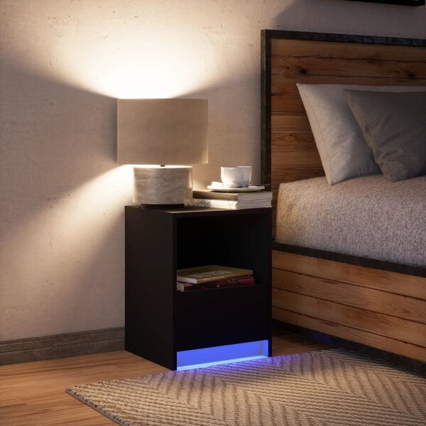 VidaXL Noční stolek s LED osvětlením kompozitní dřevo [852021] Barva: Bílá