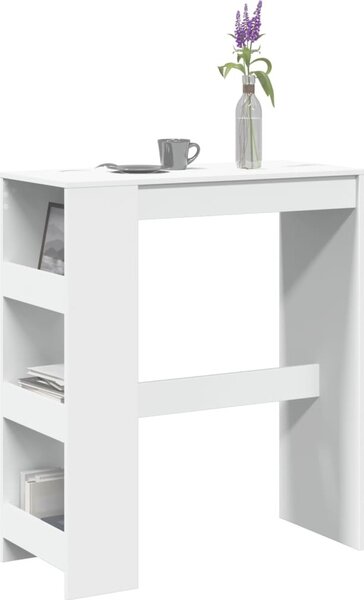 VidaXL Barový stůl s regály 90 x 40 x 103,5 cm kompozit [854377] Barva: Bílá