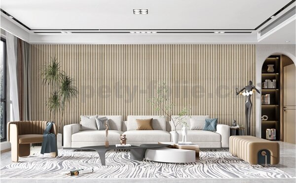 Samolepící panely na zeď TPL0000009, cena za kus, rozměr 270 cm x 48,5 cm, lamely světle hnědé , IMPOL TRADE
