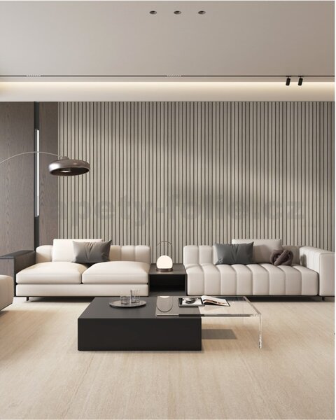 Samolepící panely na zeď TPL0000008, cena za kus, rozměr 270 cm x 48,5 cm, lamely šedé , IMPOL TRADE