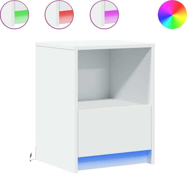 VidaXL Noční stolek s LED osvětlením kompozitní dřevo [852021] Barva: Bílá