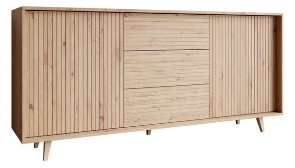 Široká komoda s dvířky a šuplíky PRESIDIO - dub artisan