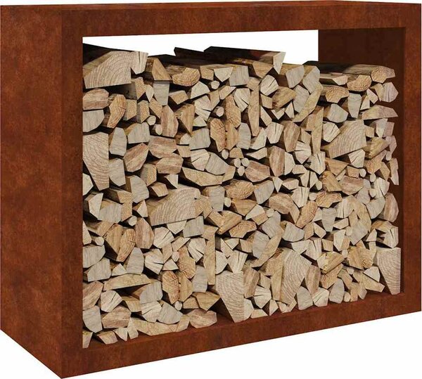 VidaXL Stojan na palivové dřevo 100 x 40 x 80 cm nerezová ocel [850976] Barva: Povětrnostně odolná ocel / Hnědý