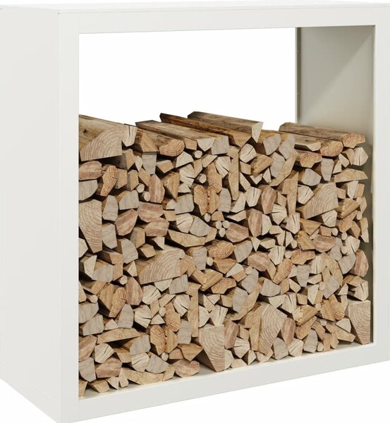 VidaXL Stojan na palivové dřevo 100x40x100 cm povětrnostně odolná ocel [850974] Barva: Ocel/Bílý