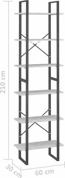 VidaXL Úložný regál 60 x 30 x 210 cm kompozitní dřevo [806519] Barva: Šedá