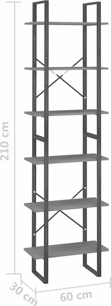 VidaXL Úložný regál 60 x 30 x 210 cm kompozitní dřevo [806519] Barva: Šedá