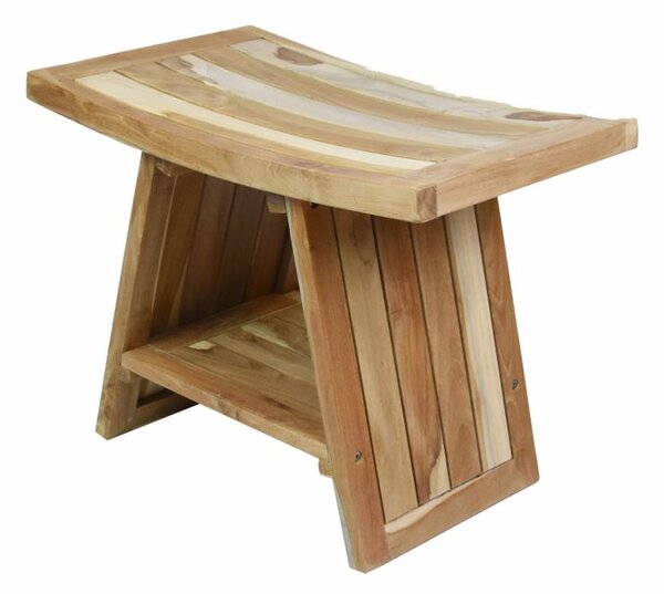 Stolička DIVERO, masivní ošetřený teak, 60 x 35 x 45 cm