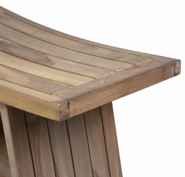 Stolička DIVERO, masivní ošetřený teak, 60 x 35 x 45 cm
