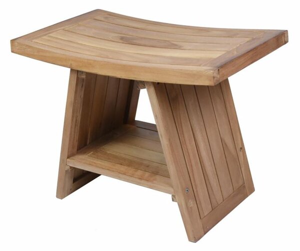 Stolička DIVERO, masivní ošetřený teak, 60 x 35 x 45 cm