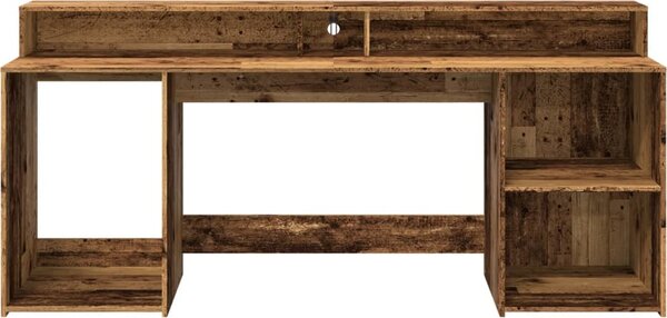 VidaXL Psací stůl s LED světly 200 x 55 x 91 cm kompozitní dřevo [3309440] Barva: Bílá