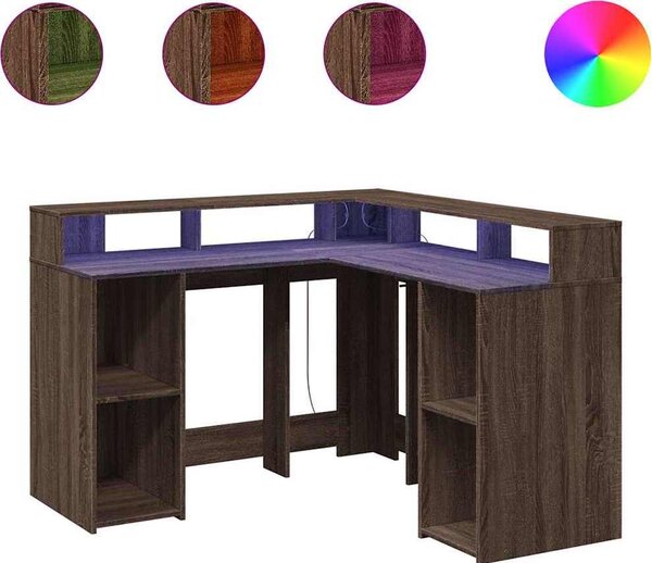 VidaXL Psací stůl s LED světly 130x130x91 cm kompozitní dřevo [3309447] Barva: Betonová šedá