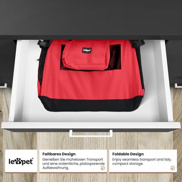 Leopet Přepravní box pro psy XXL, 91 x 63 x 63 cm, červený