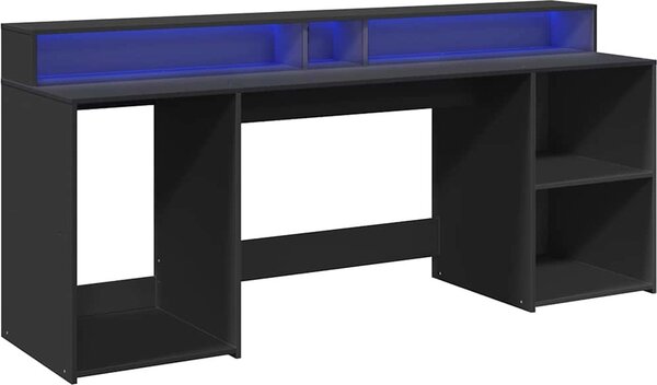 VidaXL Psací stůl s LED světly 200 x 55 x 91 cm kompozitní dřevo [3309440] Barva: Bílá