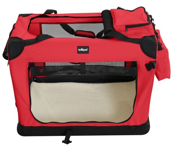 Leopet Přepravní box pro psy XXL, 91 x 63 x 63 cm, červený