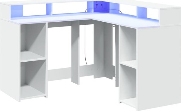 VidaXL Psací stůl s LED světly 130x130x91 cm kompozitní dřevo [3309447] Barva: Betonová šedá