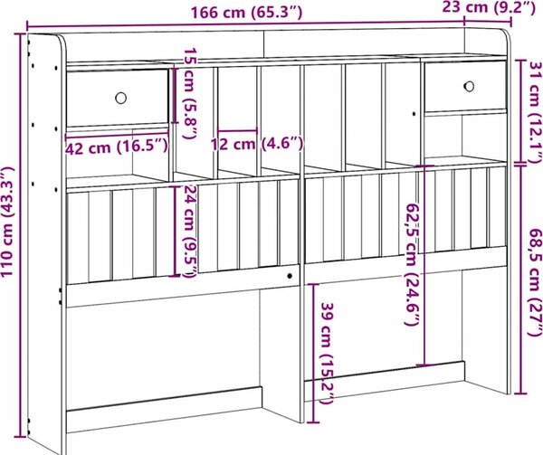 VidaXL Čelo postele s úložným prostorem 160 cm masivní borovice [855505] Barva: Bílá