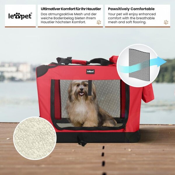 Leopet Přepravní box pro psy XXL, 91 x 63 x 63 cm, červený
