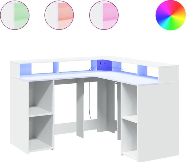 VidaXL Psací stůl s LED světly 130x130x91 cm kompozitní dřevo [3309447] Barva: Betonová šedá