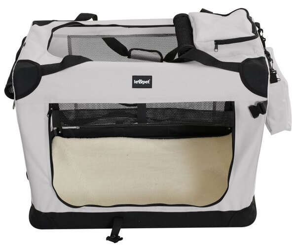 Leopet Přepravní box pro psy S, 49,5 x 34,5 x 35 cm, šedý
